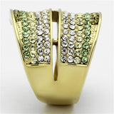 IP Gold(Ion Plating) Stainless Steel Ring with Top Grade Crystal  in Multi Color