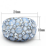 High polished (no plating) Stainless Steel Ring with Top Grade Crystal  in Sea Blue