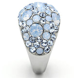 High polished (no plating) Stainless Steel Ring with Top Grade Crystal  in Sea Blue