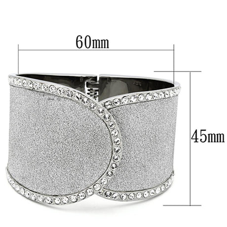 High polished (no plating) Stainless Steel Bangle with Top Grade Crystal  in Clear