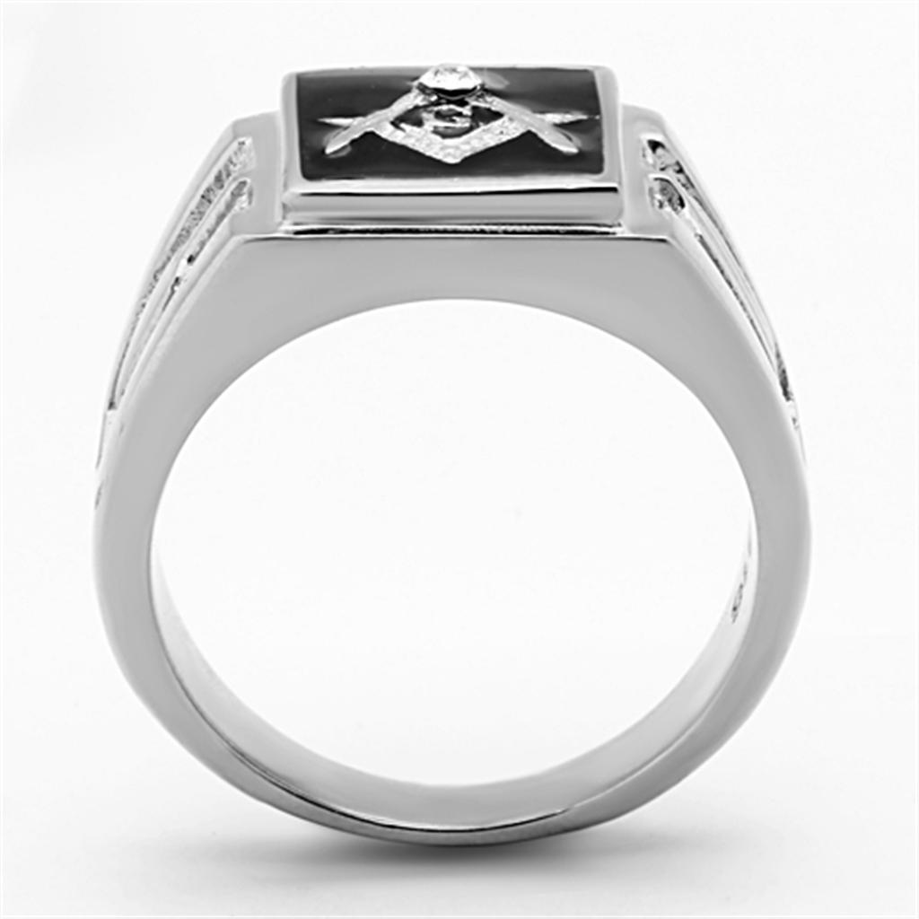 High polished (no plating) Stainless Steel Ring with Top Grade Crystal  in Clear