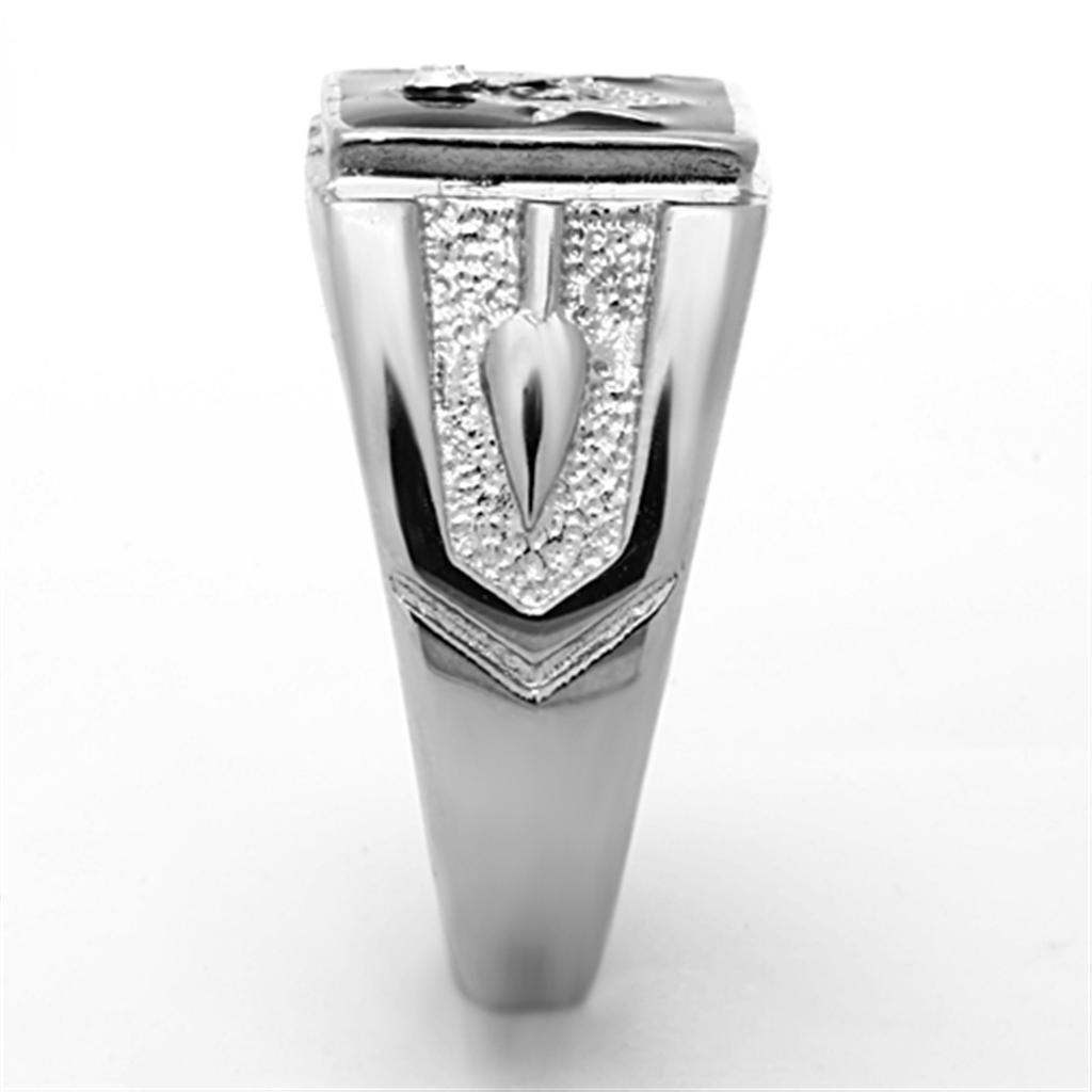 High polished (no plating) Stainless Steel Ring with Top Grade Crystal  in Clear