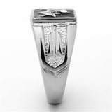 High polished (no plating) Stainless Steel Ring with Top Grade Crystal  in Clear