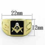 IP Gold(Ion Plating) Stainless Steel Ring with Top Grade Crystal  in Clear