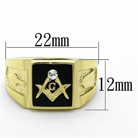 IP Gold(Ion Plating) Stainless Steel Ring with Top Grade Crystal  in Clear