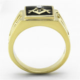 IP Gold(Ion Plating) Stainless Steel Ring with Top Grade Crystal  in Clear