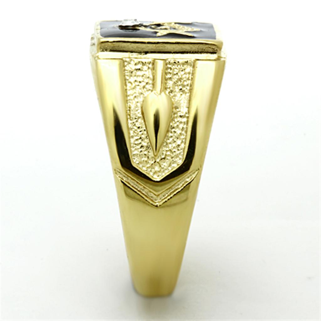 IP Gold(Ion Plating) Stainless Steel Ring with Top Grade Crystal  in Clear