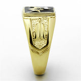 IP Gold(Ion Plating) Stainless Steel Ring with Top Grade Crystal  in Clear