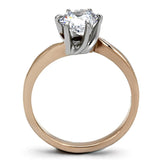 Two-Tone IP Rose Gold Stainless Steel Ring with AAA Grade CZ  in Clear