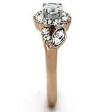 Two-Tone IP Rose Gold Stainless Steel Ring with AAA Grade CZ  in Clear