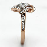 Two-Tone IP Rose Gold Stainless Steel Ring with AAA Grade CZ  in Clear