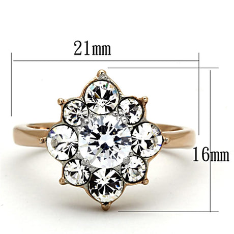 Two-Tone IP Rose Gold Stainless Steel Ring with AAA Grade CZ  in Clear
