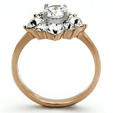 Two-Tone IP Rose Gold Stainless Steel Ring with AAA Grade CZ  in Clear