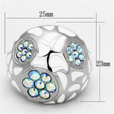 High polished (no plating) Stainless Steel Ring with Top Grade Crystal  in Aquamarine AB