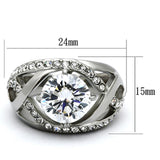 High polished (no plating) Stainless Steel Ring with AAA Grade CZ  in Clear