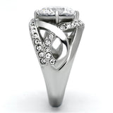High polished (no plating) Stainless Steel Ring with AAA Grade CZ  in Clear