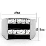 High polished (no plating) Stainless Steel Ring with Top Grade Crystal  in Clear