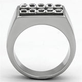 High polished (no plating) Stainless Steel Ring with Top Grade Crystal  in Clear