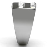 High polished (no plating) Stainless Steel Ring with Top Grade Crystal  in Clear