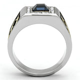 Two-Tone IP Gold (Ion Plating) Stainless Steel Ring with Top Grade Crystal  in Montana