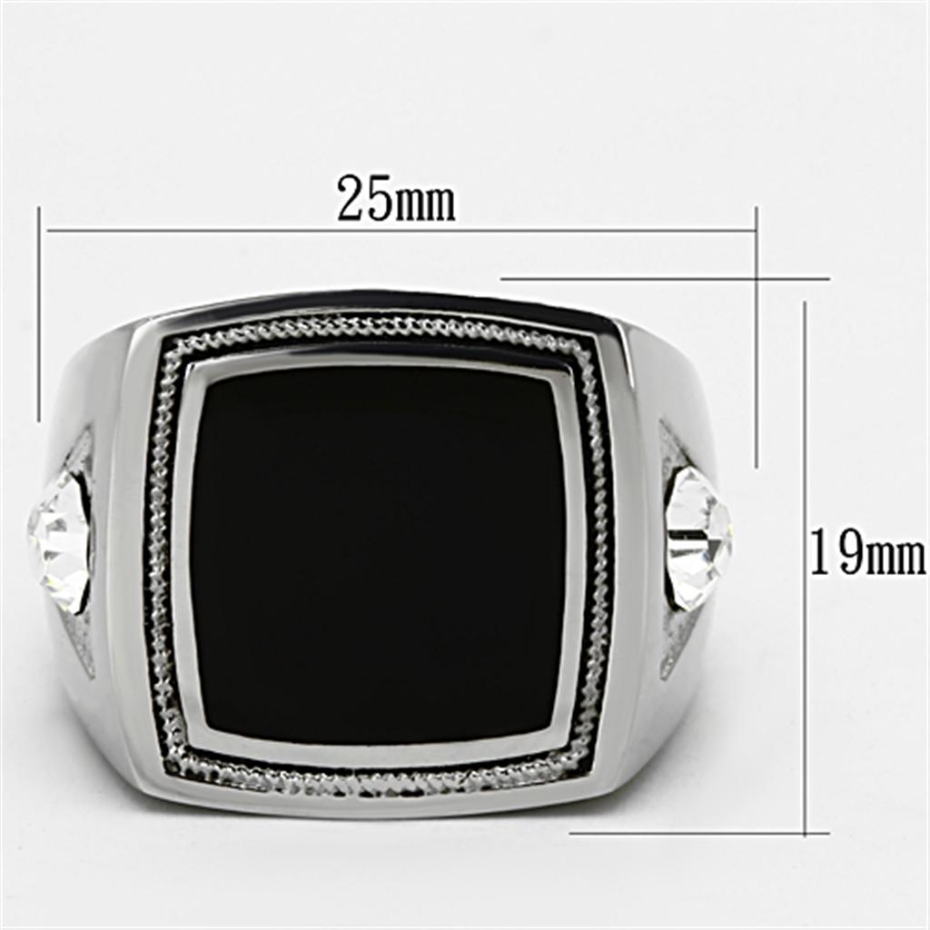 High polished (no plating) Stainless Steel Ring with Top Grade Crystal  in Clear