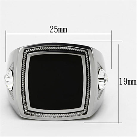 High polished (no plating) Stainless Steel Ring with Top Grade Crystal  in Clear