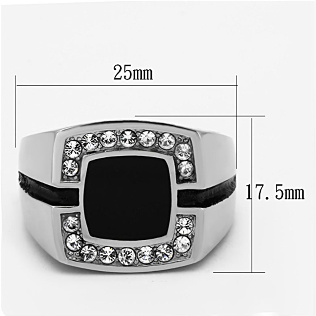High polished (no plating) Stainless Steel Ring with Top Grade Crystal  in Clear