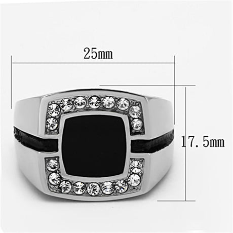 High polished (no plating) Stainless Steel Ring with Top Grade Crystal  in Clear