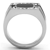High polished (no plating) Stainless Steel Ring with Top Grade Crystal  in Clear