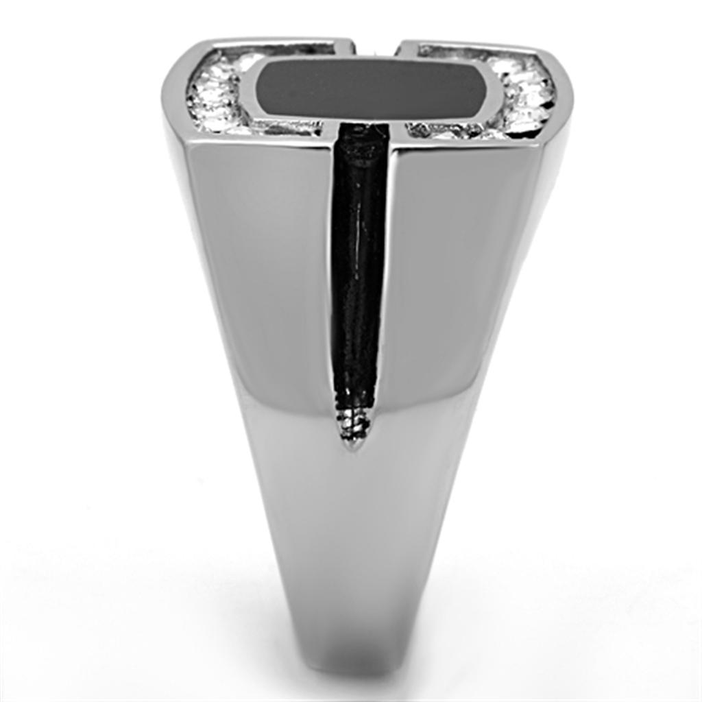 High polished (no plating) Stainless Steel Ring with Top Grade Crystal  in Clear