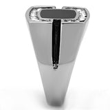 High polished (no plating) Stainless Steel Ring with Top Grade Crystal  in Clear