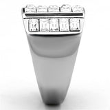 High polished (no plating) Stainless Steel Ring with Top Grade Crystal  in Clear