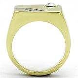 Two-Tone IP Gold (Ion Plating) Stainless Steel Ring with Top Grade Crystal  in Clear