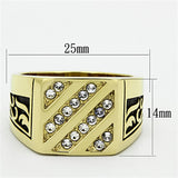 IP Gold(Ion Plating) Stainless Steel Ring with Top Grade Crystal  in Clear