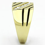 IP Gold(Ion Plating) Stainless Steel Ring with Top Grade Crystal  in Clear