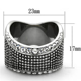 High polished (no plating) Stainless Steel Ring with Top Grade Crystal  in Clear