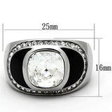 High polished (no plating) Stainless Steel Ring with Top Grade Crystal  in Clear