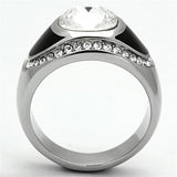High polished (no plating) Stainless Steel Ring with Top Grade Crystal  in Clear