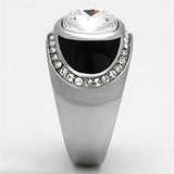 High polished (no plating) Stainless Steel Ring with Top Grade Crystal  in Clear