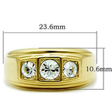 IP Gold(Ion Plating) Stainless Steel Ring with Top Grade Crystal  in Clear