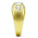 IP Gold(Ion Plating) Stainless Steel Ring with Top Grade Crystal  in Clear