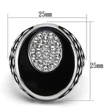 High polished (no plating) Stainless Steel Ring with Top Grade Crystal  in Clear