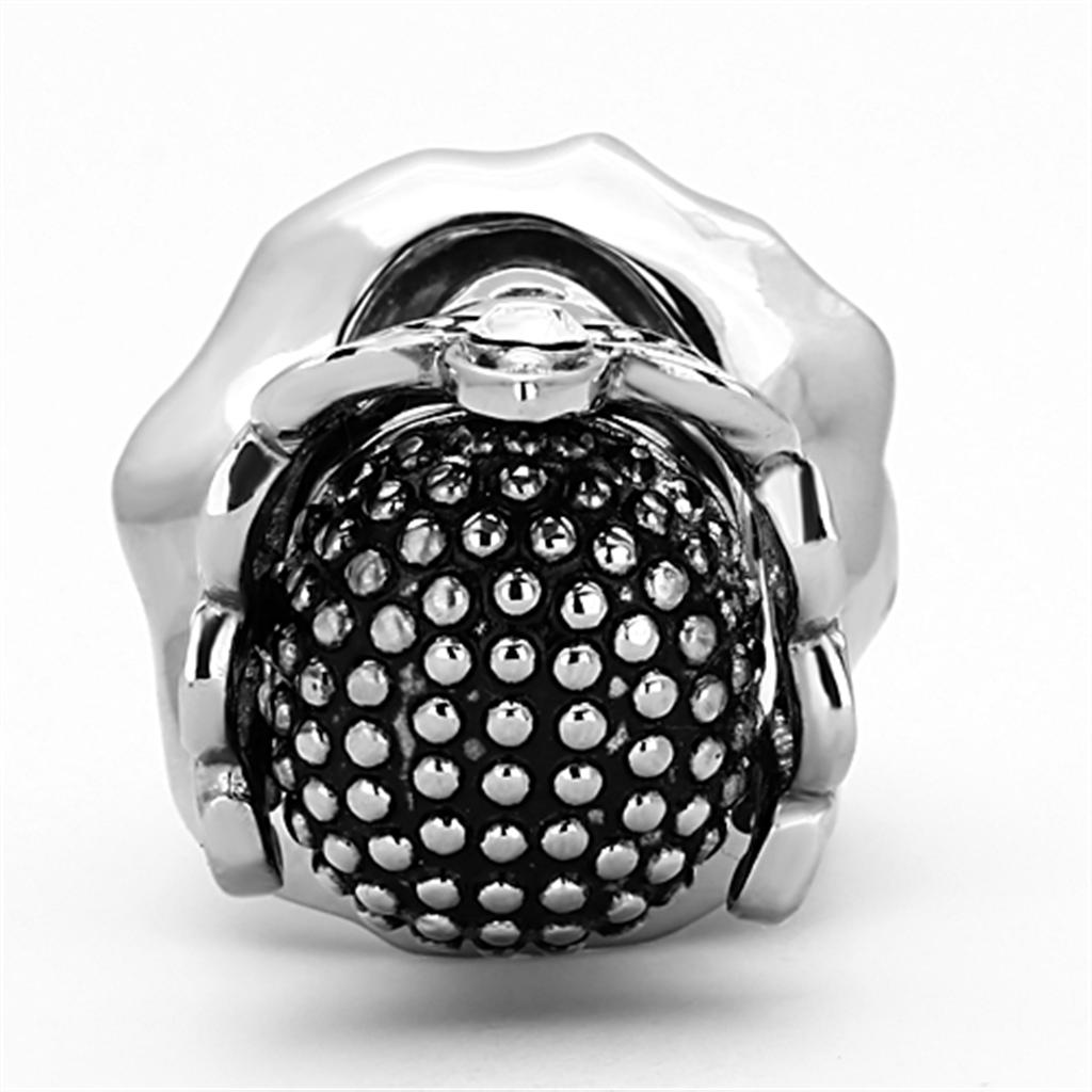 High polished (no plating) Stainless Steel Ring with Top Grade Crystal  in Clear