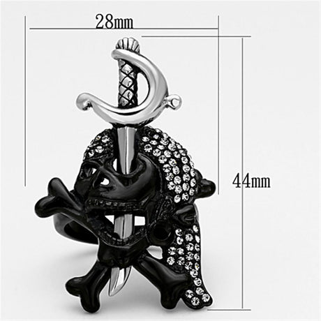 Two-Tone IP Black Stainless Steel Ring with Top Grade Crystal  in Black Diamond