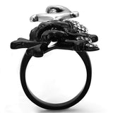 Two-Tone IP Black Stainless Steel Ring with Top Grade Crystal  in Black Diamond