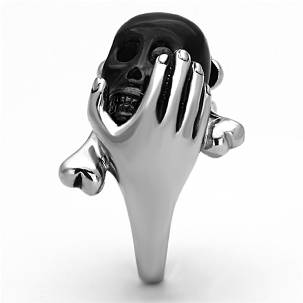 Two-Tone IP Black Stainless Steel Ring with Epoxy  in Jet
