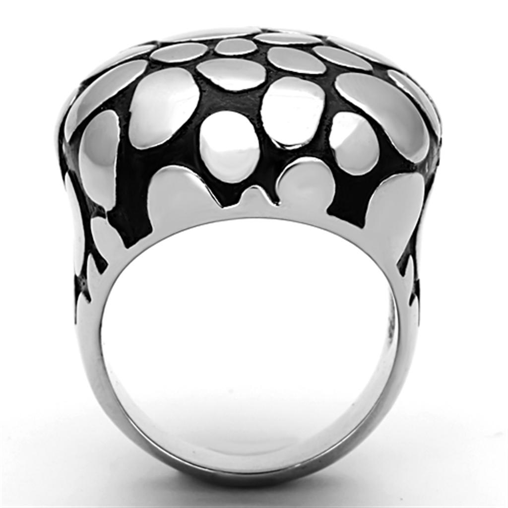 High polished (no plating) Stainless Steel Ring with Epoxy  in Jet