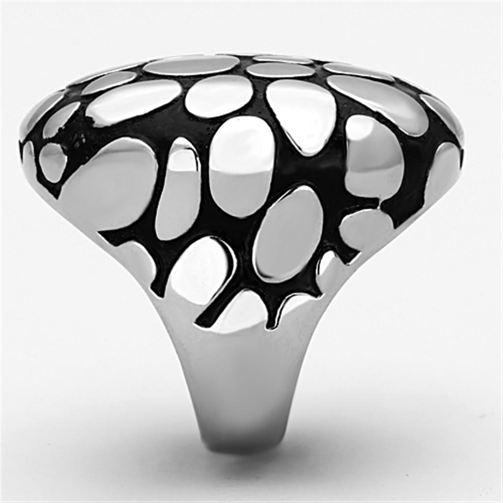 High polished (no plating) Stainless Steel Ring with Epoxy  in Jet