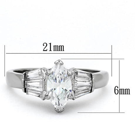 High polished (no plating) Stainless Steel Ring with AAA Grade CZ  in Clear