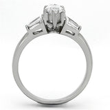 High polished (no plating) Stainless Steel Ring with AAA Grade CZ  in Clear
